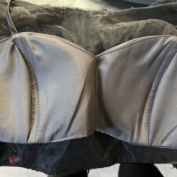 ZINNIA ELEGANS Heavy Black Lace Cropped Built in Bra Top Prom Ball Formal -NWT - Picture 9 of 13